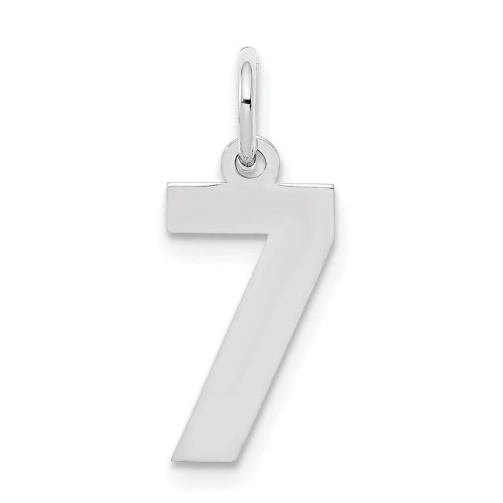 Sterling Silver, Athletic Collection, Small Polished Number 7 Pendant